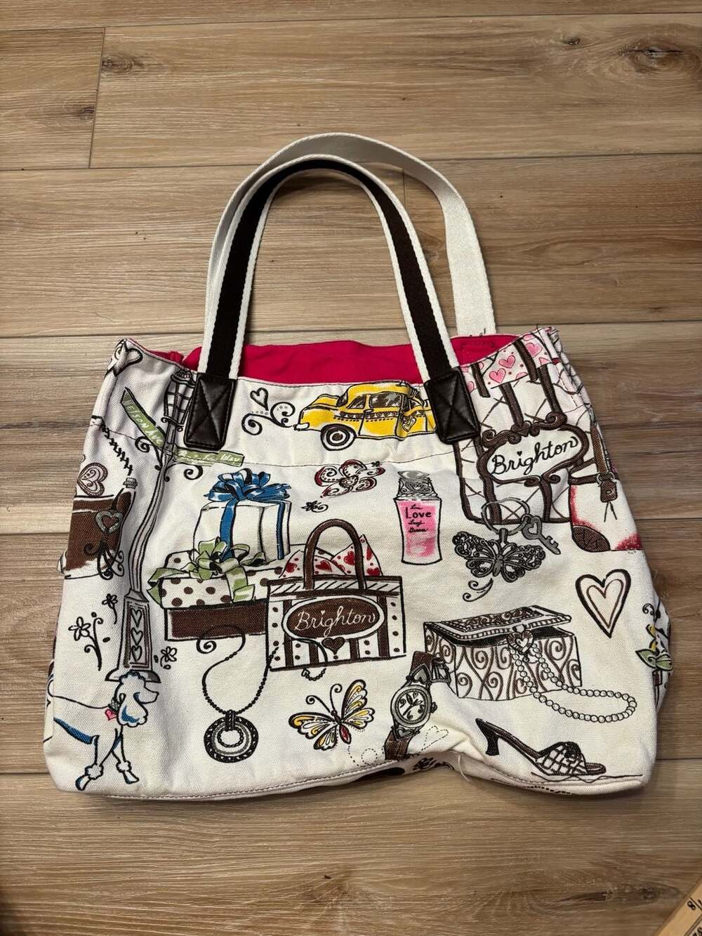 Brighton Canvas Tote Shopper Bag With Graphic Print French Boutique